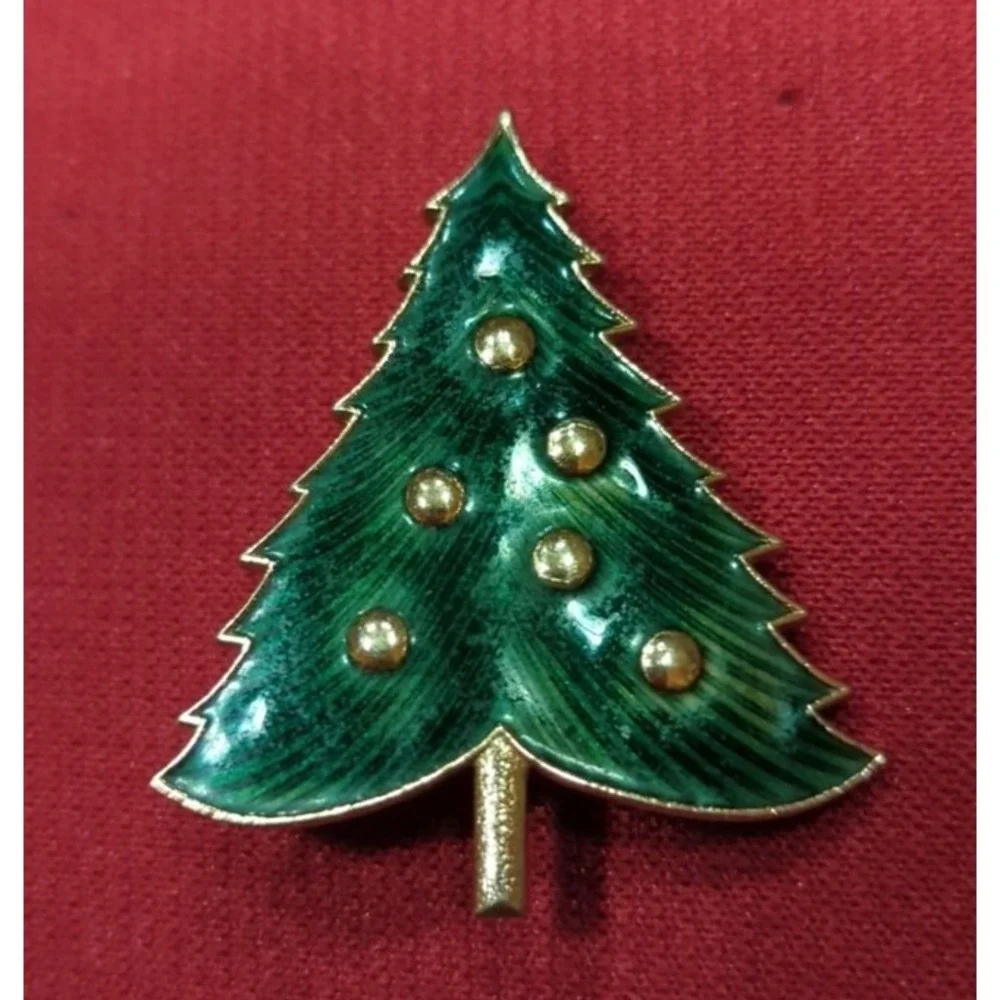 Vintage Christmas Tree Retro Brooch Pin Very Pretty